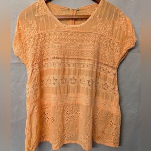 Johnny Was Embroidered Eyelet Lace Blouse
